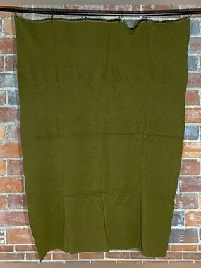 Vintage Army Green Wool Camp Blanket 54” x 70”